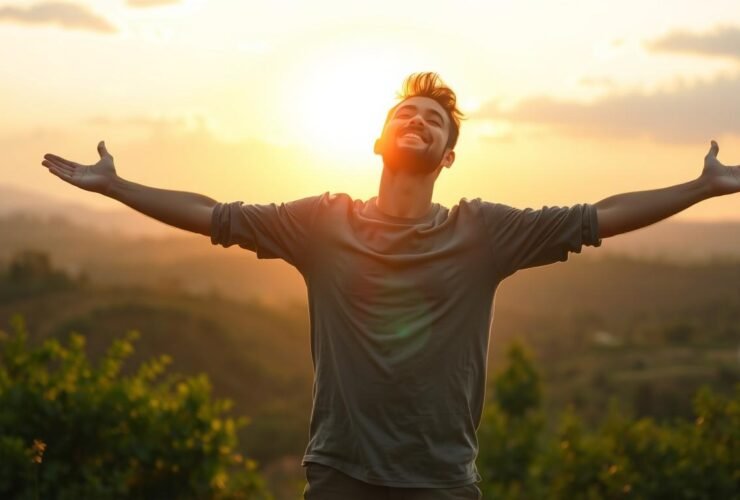 Enfrentando o novo dia com otimismo e fé em Deus.