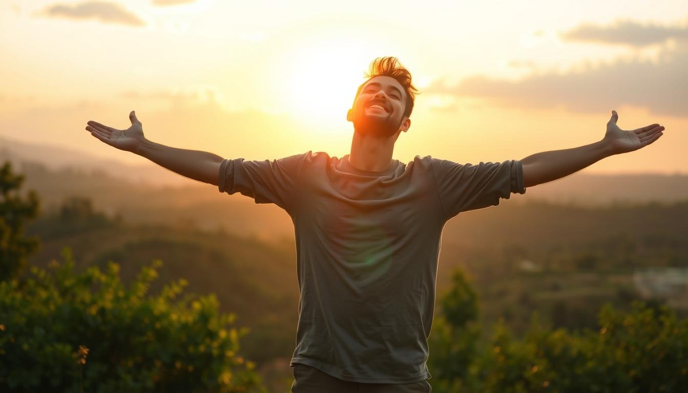 Enfrentando o novo dia com otimismo e fé em Deus.