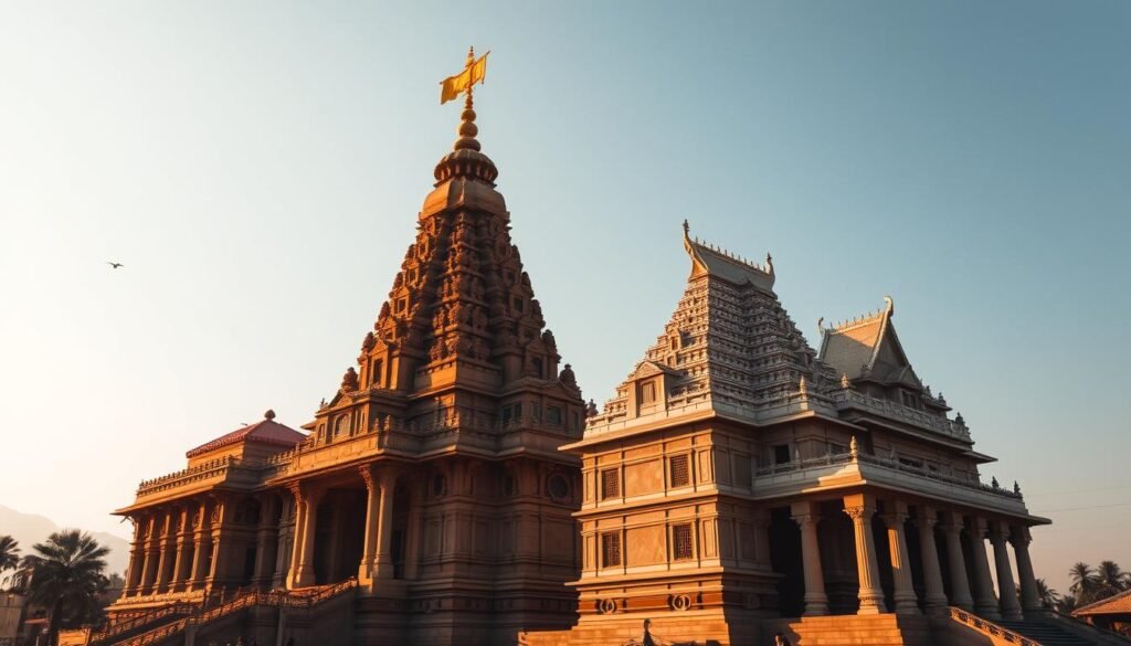 templo antigo e templo novo comparando grandeza
