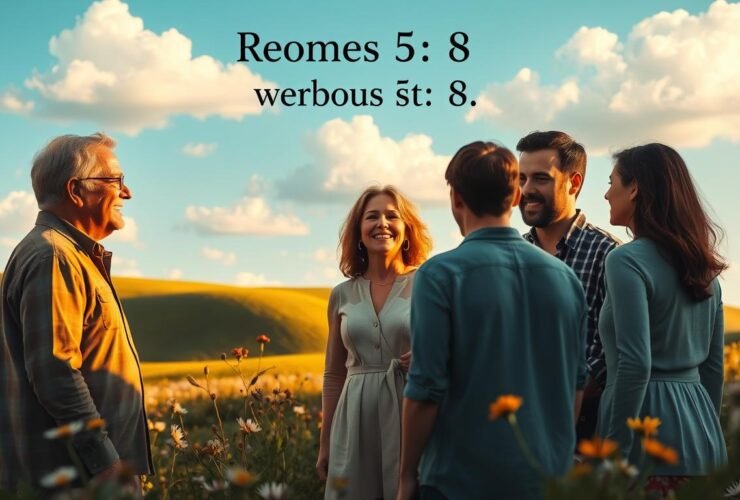 O amor de Deus revelado em Romanos 5:8.
