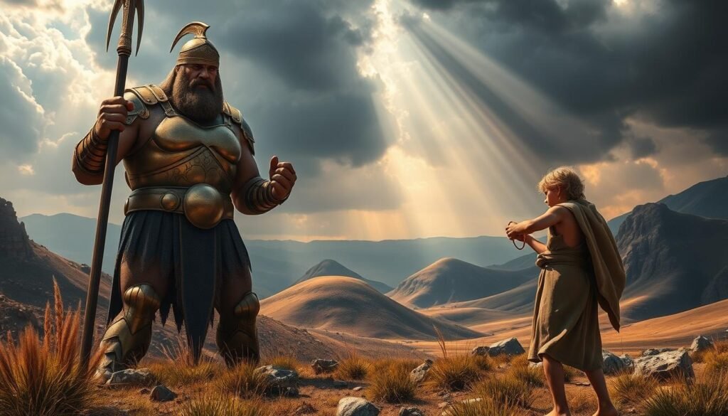 gigante Golias no vale de Elá